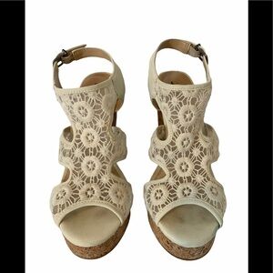 EUC Lucky Brand "Ranette" Cream Cork Wedges